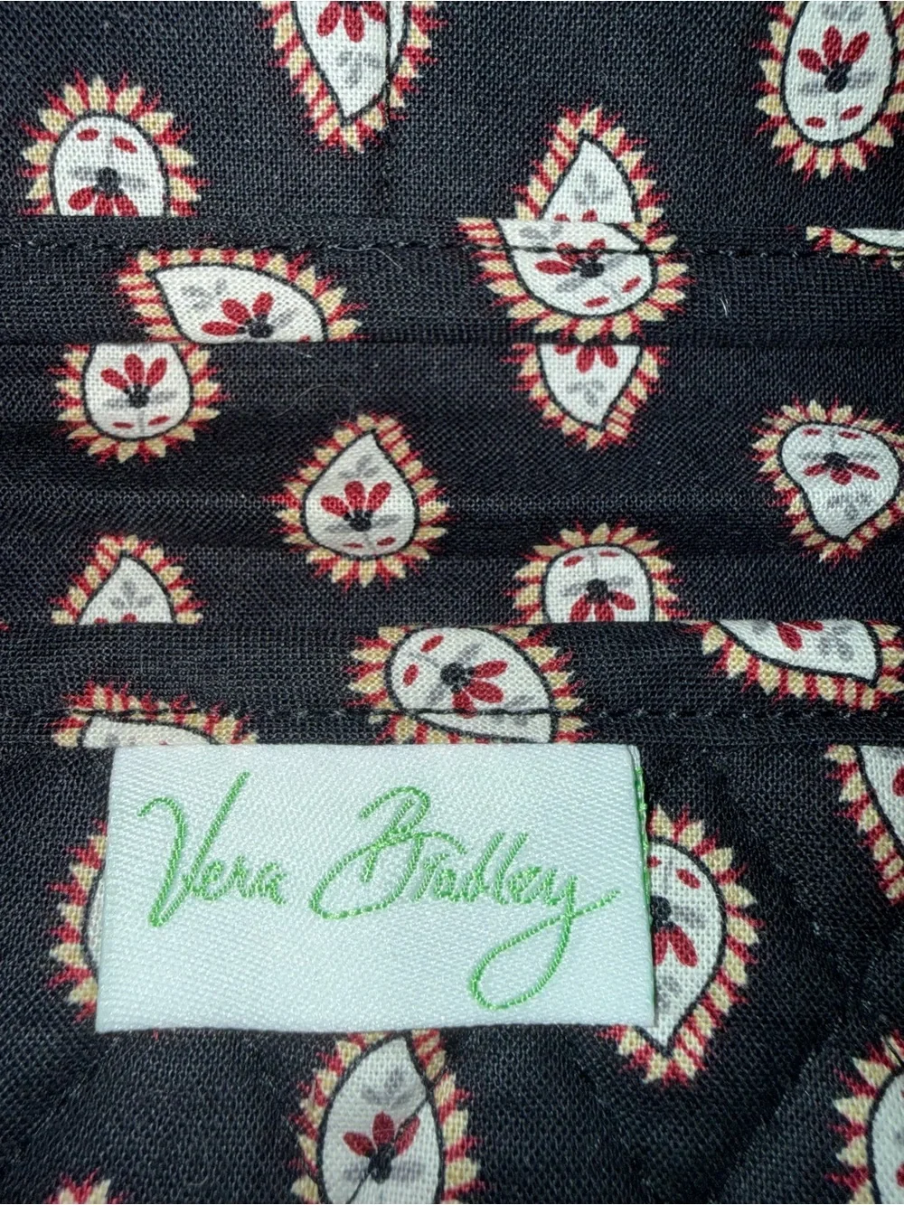 Vera Bradley black Wallet with Red and Cream Medallion Pattern